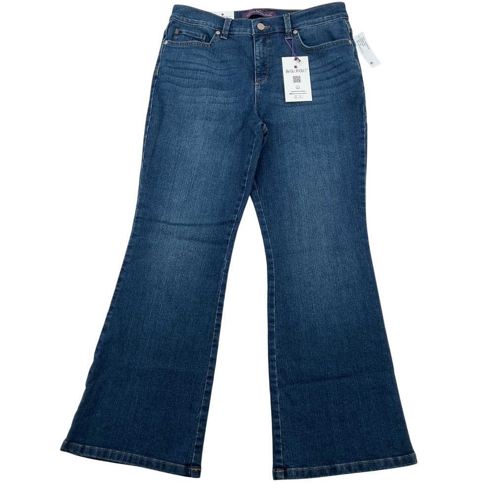 Gloria Vanderbilt Amanda Bootcut Jeans Women 12PS Blue Denim Slimming Panel NEW